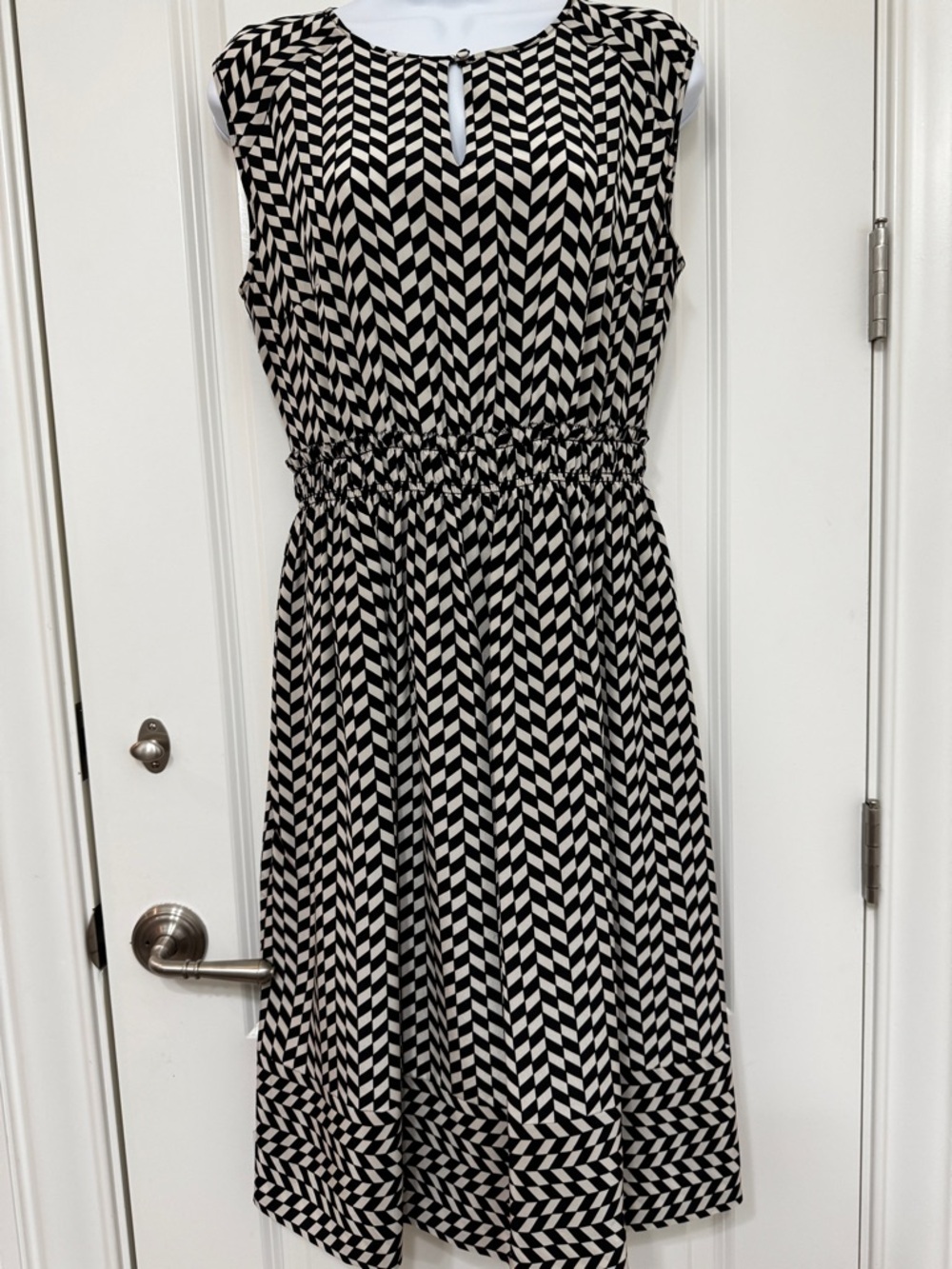 J. Crew Black & Off-white Silk Geometric Midi Dress 2